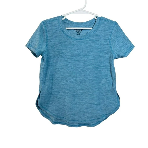 Old Navy Active Girls Top XS 5 Breathe On Light Blue Side Slits Short Sleeves - Picture 1 of 6